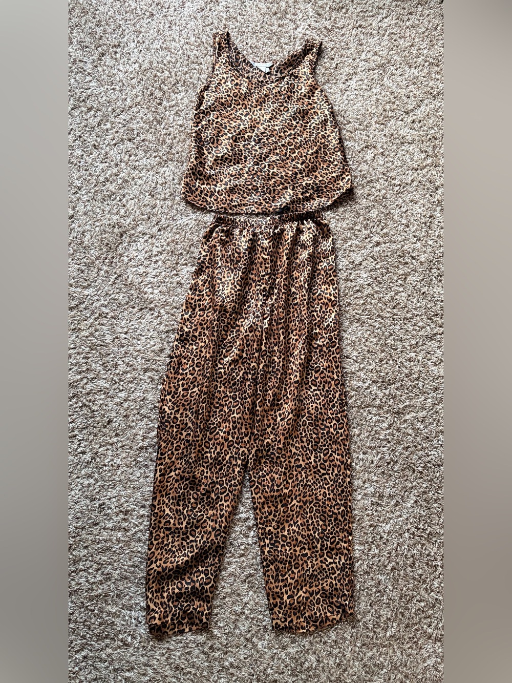 Leopard Print Women's Pajama Set - Brown